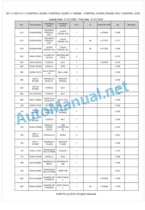 Kubota KX71-3 Parts Manual PDF BKIDK0551 3 Kubota KX71-3 Parts Manual PDF BKIDK0551-3