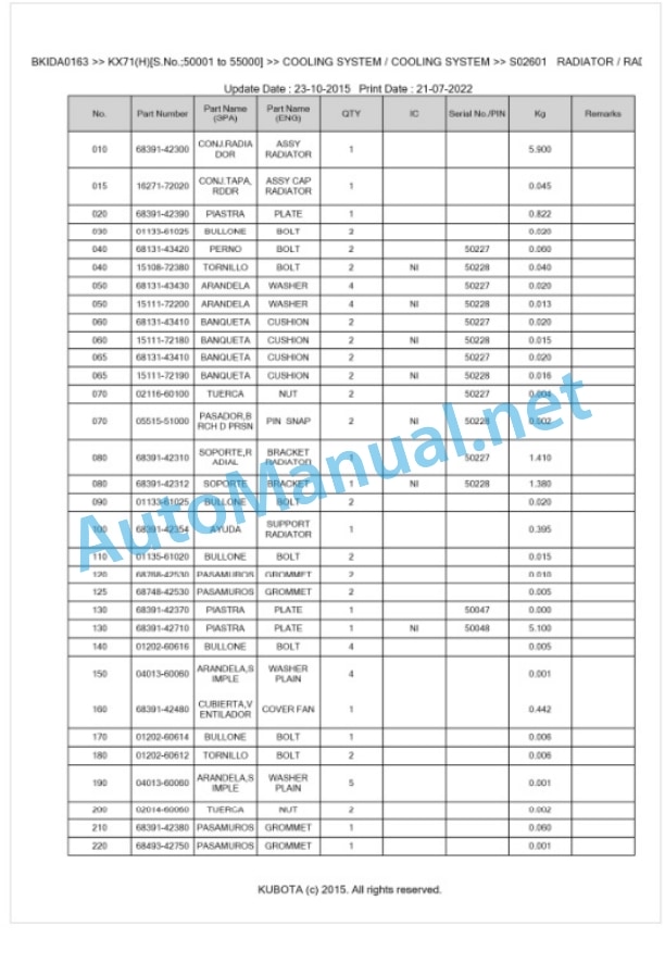 Kubota KX71(H) Parts Manual PDF BKIDA0163 2 Kubota KX71(H) Parts Manual PDF BKIDA0163-2