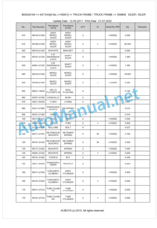 Kubota KX71(H) Parts Manual PDF BKIDA0164 5 Kubota KX71(H) Parts Manual PDF BKIDA0164-5