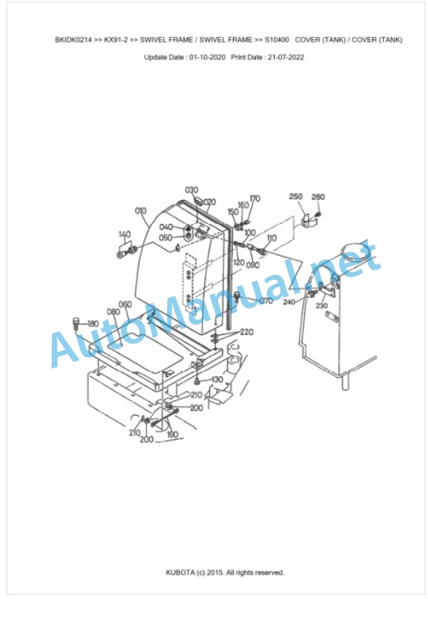 Kubota KX91-2 Parts Manual PDF BKIDK0214 5 Kubota KX91-2 Parts Manual PDF BKIDK0214-5