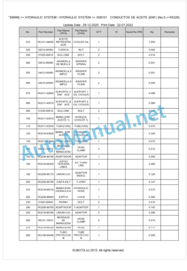 Kubota KX91-3 Parts Manual PDF BKIDA0216-4