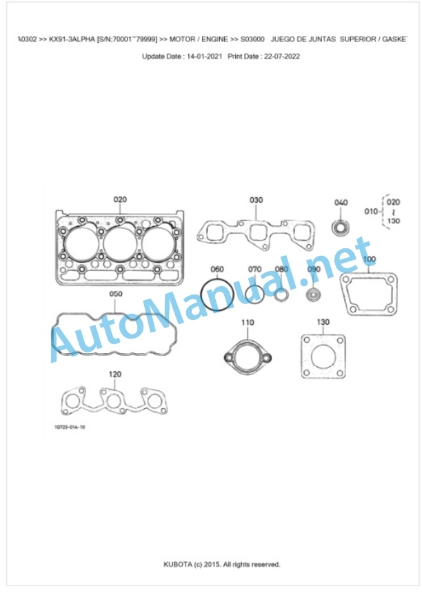 Kubota KX91-3ALPHA Parts Manual PDF BKIDA0302 2 Kubota KX91-3ALPHA Parts Manual PDF BKIDA0302-2