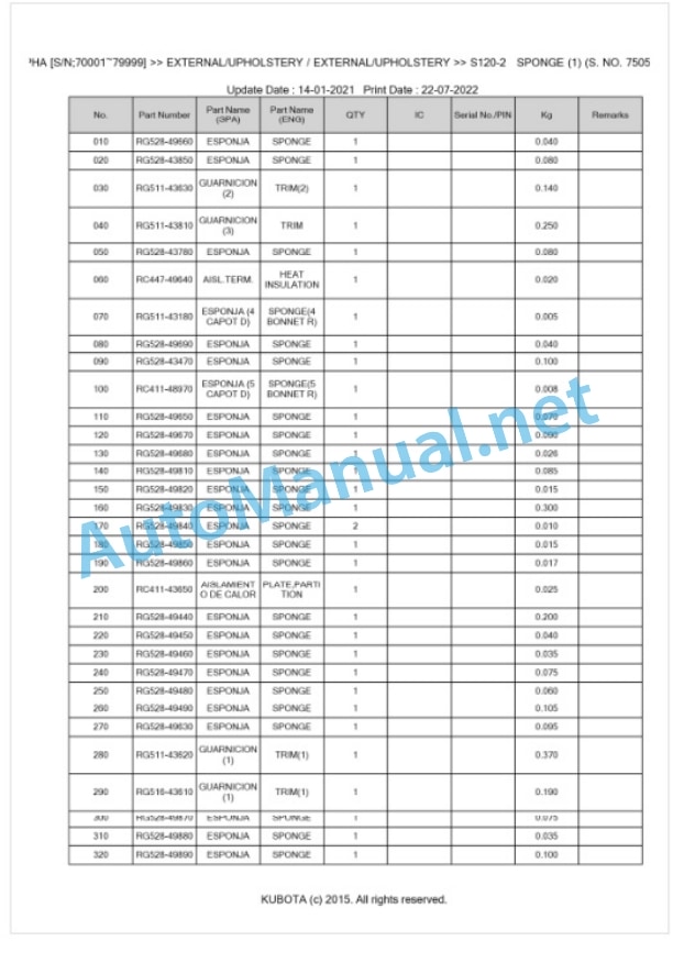 Kubota KX91-3ALPHA Parts Manual PDF BKIDA0302 5 Kubota KX91-3ALPHA Parts Manual PDF BKIDA0302-5