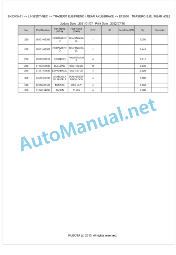Kubota L1-382DT-NEC Parts Manual PDF BKIDK5461 4 Kubota L1-382DT-NEC Parts Manual PDF BKIDK5461-4