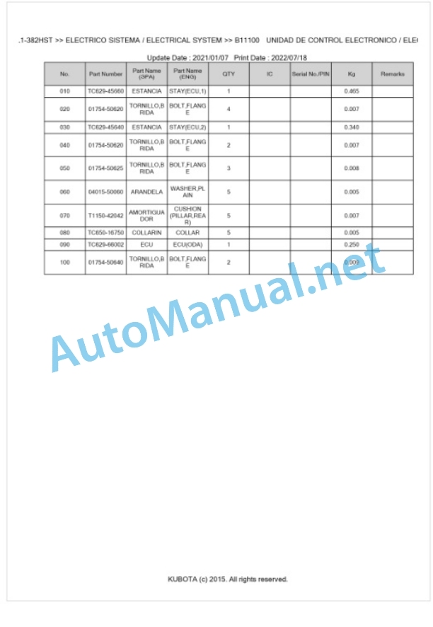 Kubota L1-382HST Parts Manual PDF BKIDK5460 3 Kubota L1-382HST Parts Manual PDF BKIDK5460-3