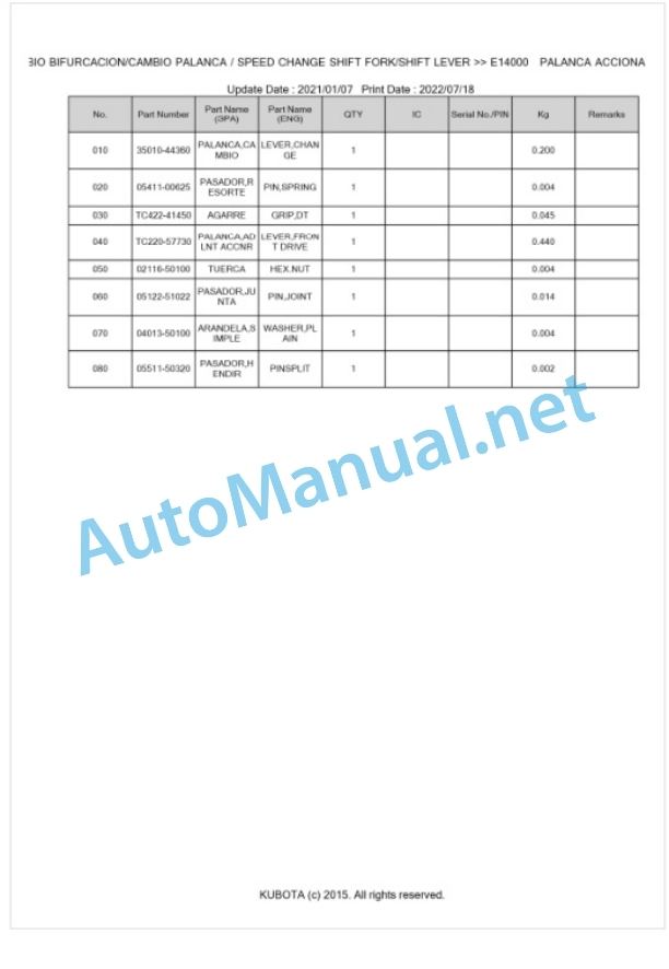 Kubota L1-382HST Parts Manual PDF BKIDK5460 4 Kubota L1-382HST Parts Manual PDF BKIDK5460-4
