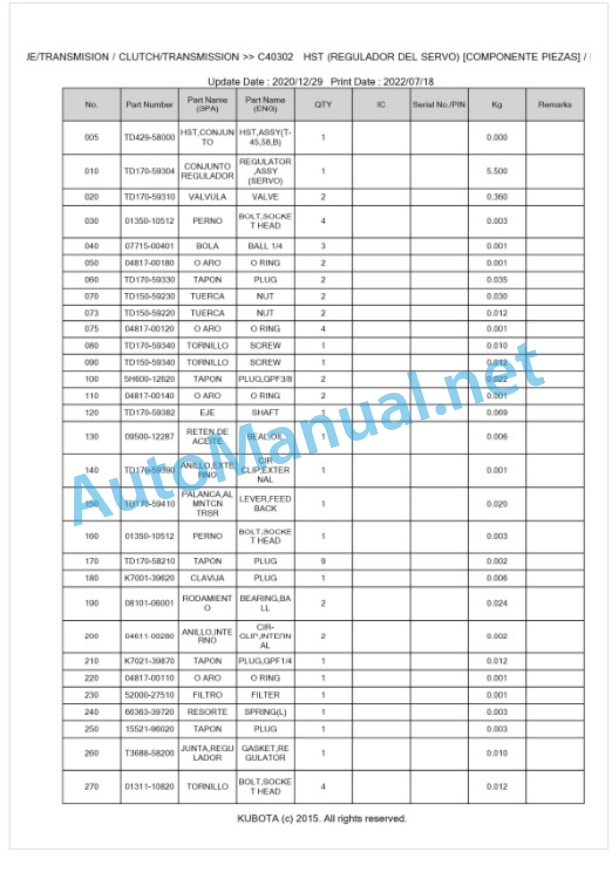 Kubota L1-452HST Parts Manual PDF BKIDK5446 3 Kubota L1-452HST Parts Manual PDF BKIDK5446-3