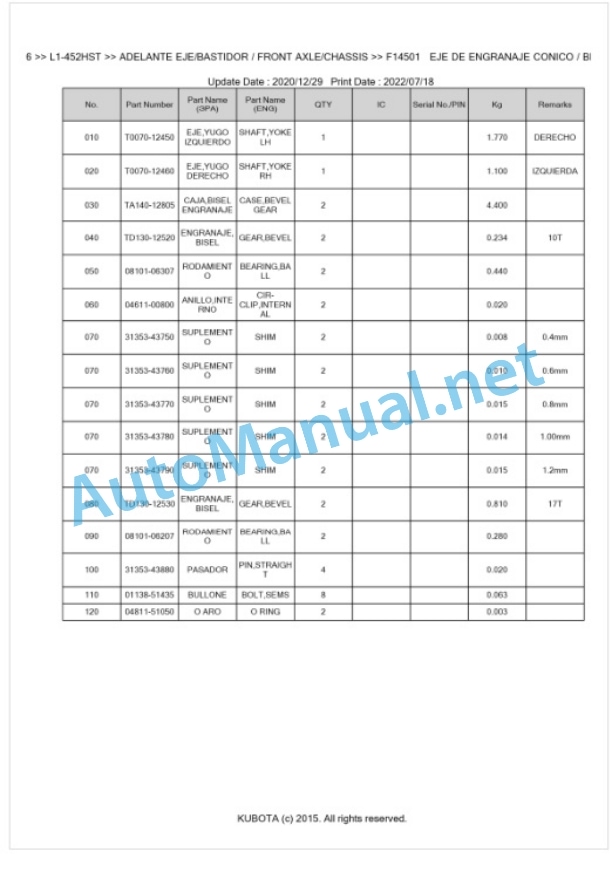 Kubota L1-452HST Parts Manual PDF BKIDK5446 4 Kubota L1-452HST Parts Manual PDF BKIDK5446-4