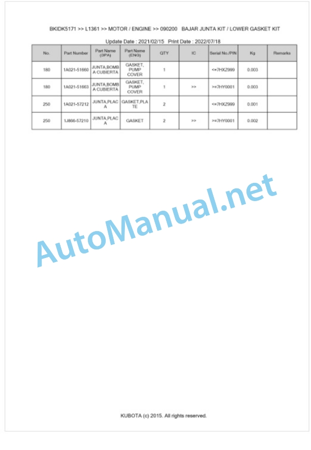 Kubota L1361 Parts Manual PDF BKIDK5171 2 Kubota L1361 Parts Manual PDF BKIDK5171-2
