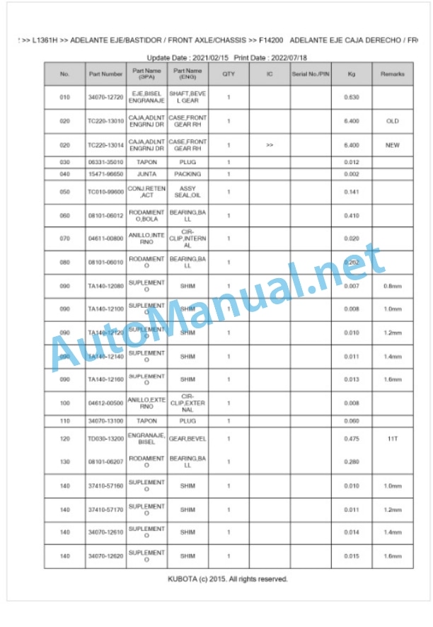 Kubota L1361H Parts Manual PDF BKIDK5172 4 Kubota L1361H Parts Manual PDF BKIDK5172-4