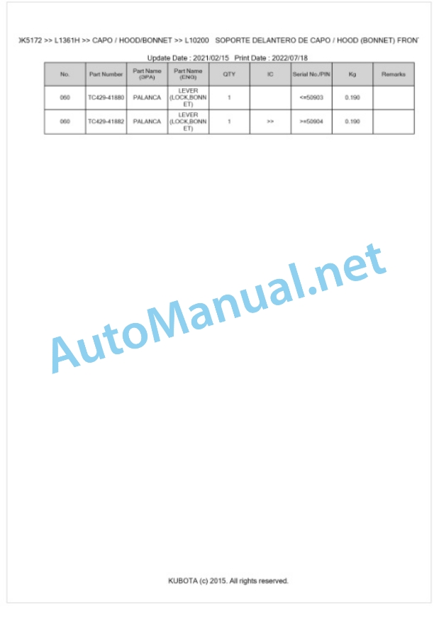 Kubota L1361H Parts Manual PDF BKIDK5172 5 Kubota L1361H Parts Manual PDF BKIDK5172-5