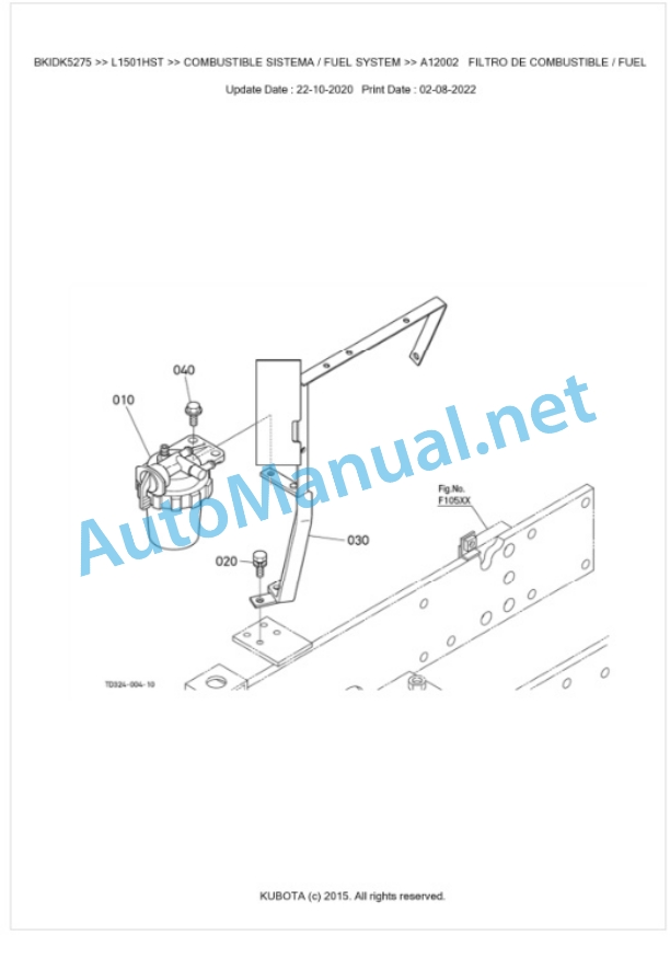 Kubota L1501HST Parts Manual PDF BKIDK5275 2 Kubota L1501HST Parts Manual PDF BKIDK5275-2