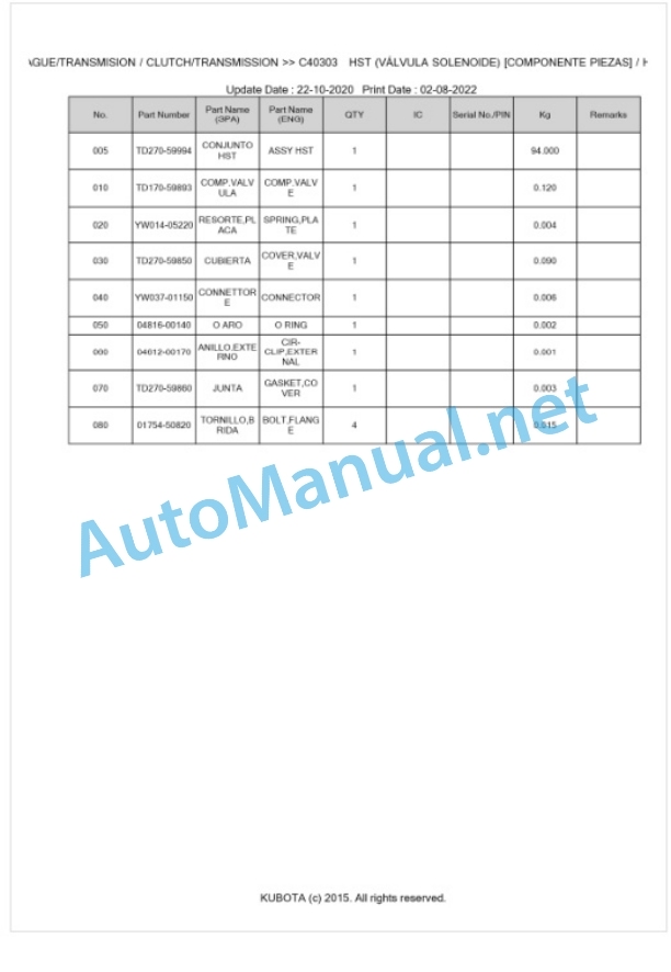 Kubota L1501HST Parts Manual PDF BKIDK5275 3 Kubota L1501HST Parts Manual PDF BKIDK5275-3