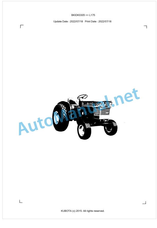 Kubota L175 Parts Manual PDF BKIDK0305 1 Kubota L175 Parts Manual PDF BKIDK0305