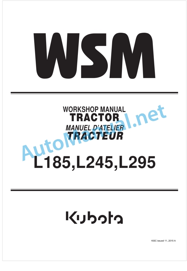 Kubota L185, L245, L295 Tractor Workshop Manual PDF