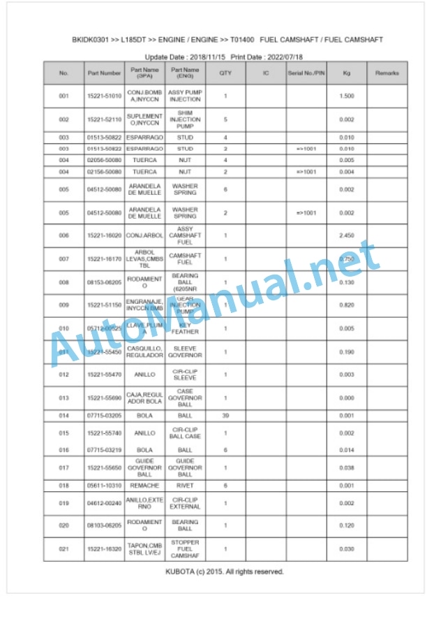 Kubota L185DT Parts Manual PDF BKIDK0301 2 Kubota L185DT Parts Manual PDF BKIDK0301-2