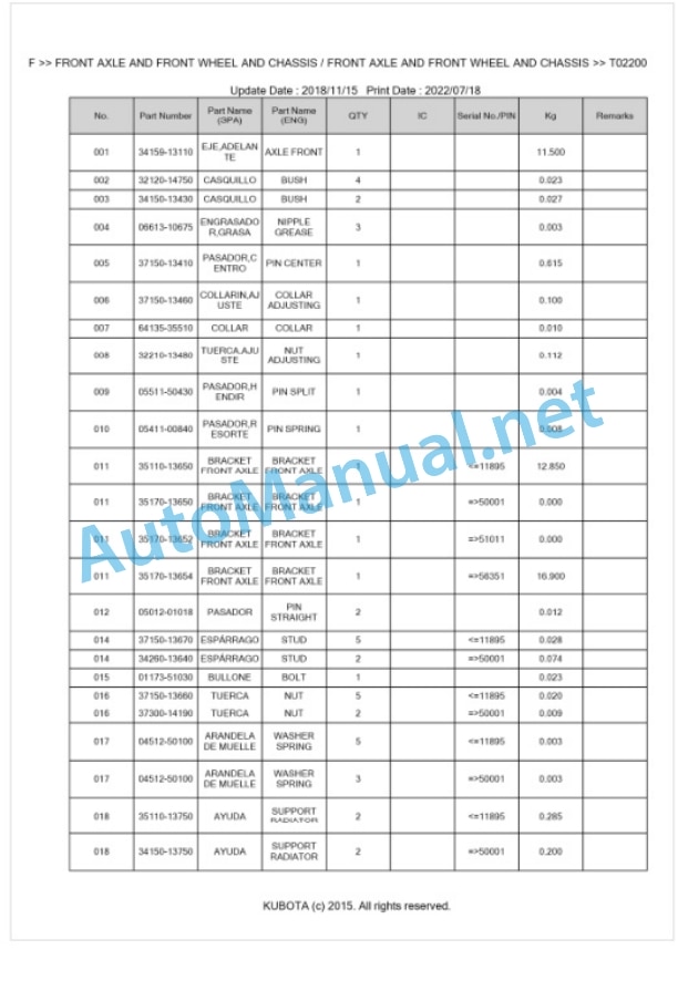 Kubota L185F Parts Manual PDF BKIDK0302 3 Kubota L185F Parts Manual PDF BKIDK0302-3