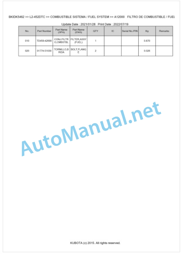 Kubota L2-452DTC Parts Manual PDF BKIDK5462 2 Kubota L2-452DTC Parts Manual PDF BKIDK5462-2