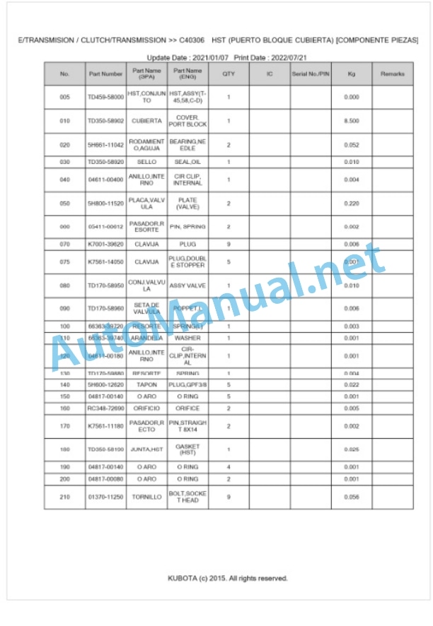 Kubota L2-552HSTC, L2-622HSTC Parts Manual PDF BKIDK5449 3 Kubota L2-552HSTC, L2-622HSTC Parts Manual PDF BKIDK5449-3