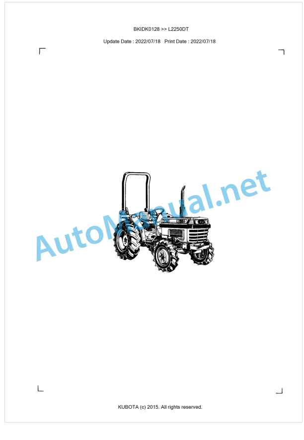 Kubota L2250DT Parts Manual PDF BKIDK0128 1 Kubota L2250DT Parts Manual PDF BKIDK0128