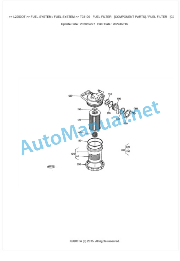Kubota L2250DT Parts Manual PDF BKIDK0128 2 Kubota L2250DT Parts Manual PDF BKIDK0128-2