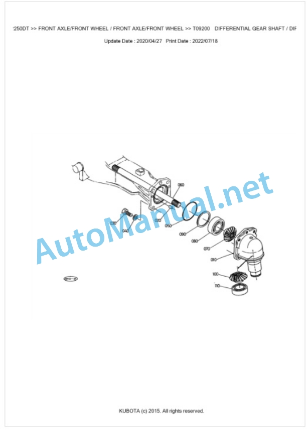 Kubota L2250DT Parts Manual PDF BKIDK0128 4 Kubota L2250DT Parts Manual PDF BKIDK0128-4