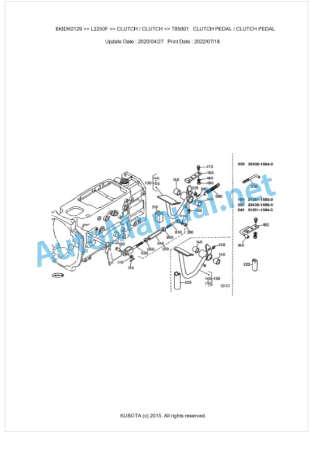 Kubota L2250F Parts Manual PDF BKIDK0129-3