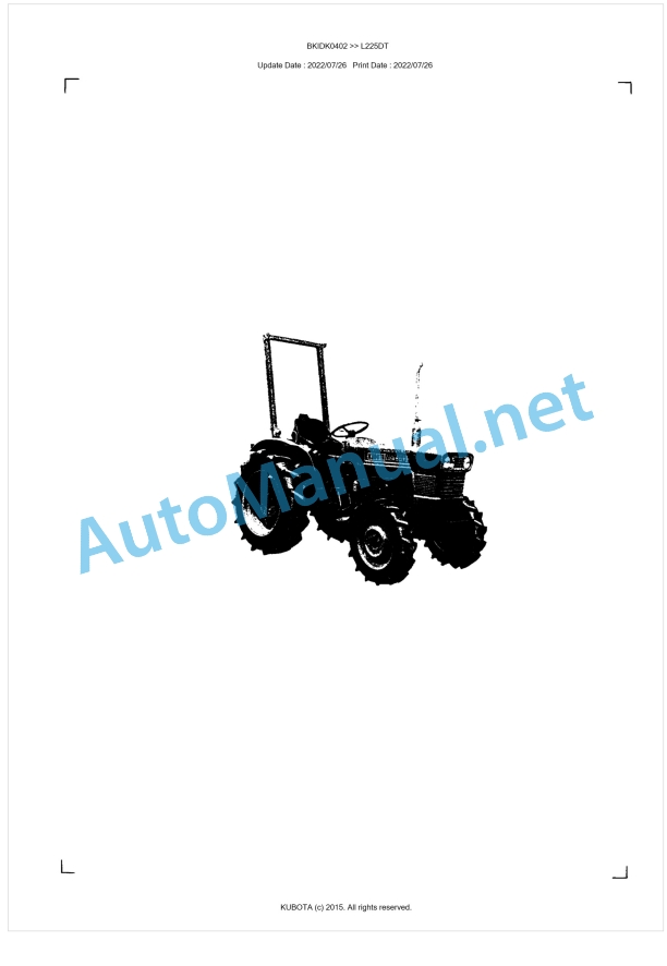 Kubota L225DT Parts Manual PDF BKIDK0402 1 Kubota L225DT Parts Manual PDF BKIDK0402