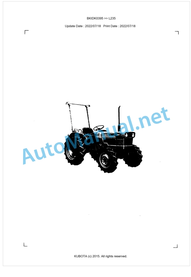 Kubota L235 Parts Manual PDF BKIDK0395 1 Kubota L235 Parts Manual PDF BKIDK0395