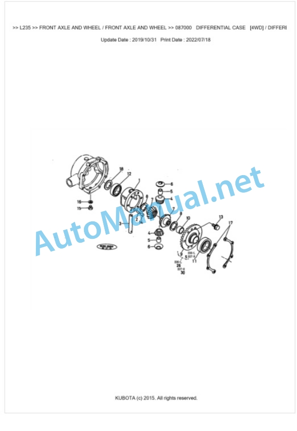 Kubota L235 Parts Manual PDF BKIDK0395 4 Kubota L235 Parts Manual PDF BKIDK0395-4