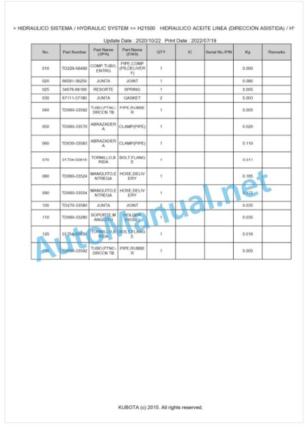 Kubota L2351HSTC Parts Manual PDF BKIDK5273 4 Kubota L2351HSTC Parts Manual PDF BKIDK5273-4