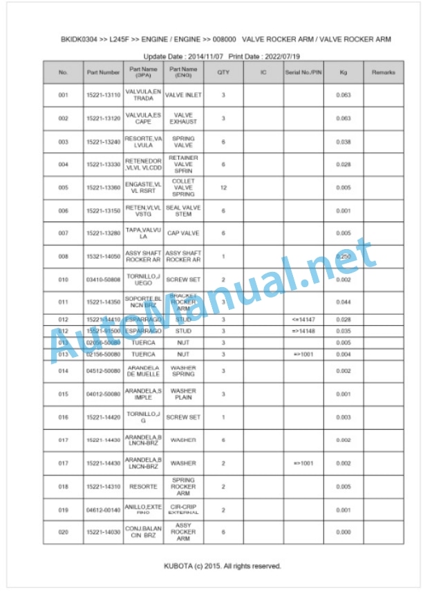 Kubota L245F Parts Manual PDF BKIDK0304 2 Kubota L245F Parts Manual PDF BKIDK0304-2