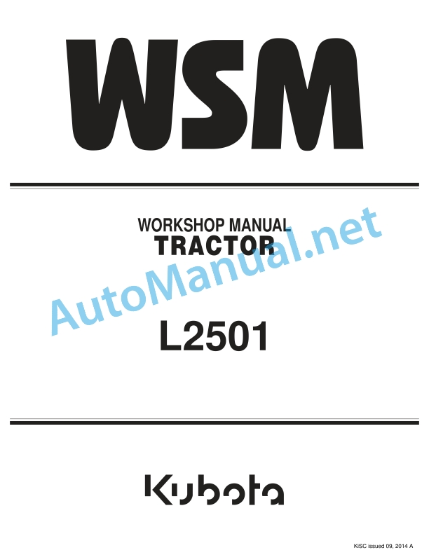 Kubota L2501 Tractor Workshop Manual PDF