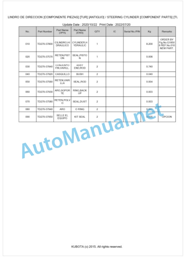 Kubota L2501DT Parts Manual PDF BKIDK5271 4 Kubota L2501DT Parts Manual PDF BKIDK5271-4