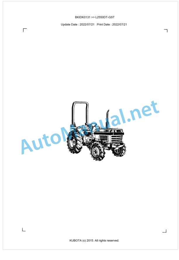 Kubota L2550DT-GST Parts Manual PDF BKIDK0131 1 Kubota L2550DT-GST Parts Manual PDF BKIDK0131