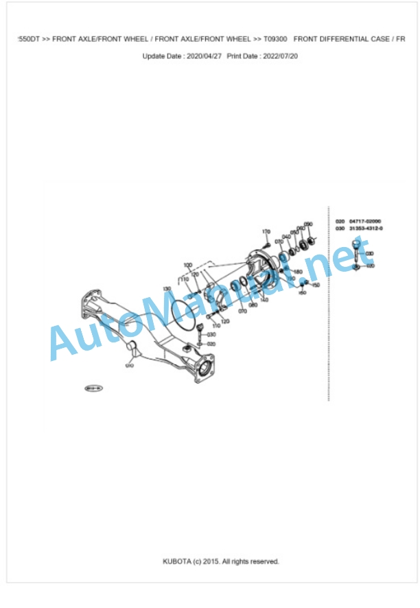 Kubota L2550DT Parts Manual PDF BKIDK0130 4 Kubota L2550DT Parts Manual PDF BKIDK0130-4