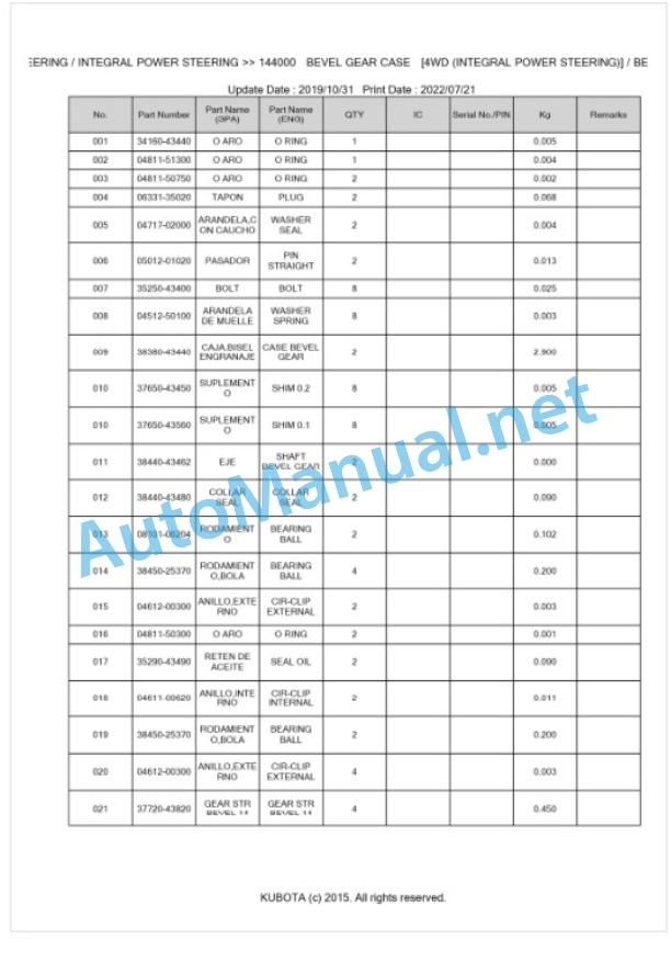 Kubota L275 Parts Manual PDF BKIDK0396 5 Kubota L275 Parts Manual PDF BKIDK0396-5
