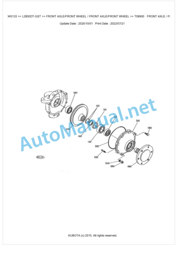 Kubota L2850DT-GST Parts Manual PDF BKIDK0133 4 Kubota L2850DT-GST Parts Manual PDF BKIDK0133-4