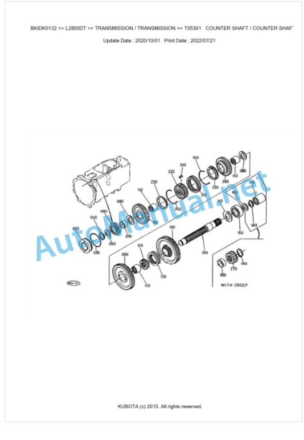 Kubota L2850DT Parts Manual PDF BKIDK0132 3 Kubota L2850DT Parts Manual PDF BKIDK0132-3