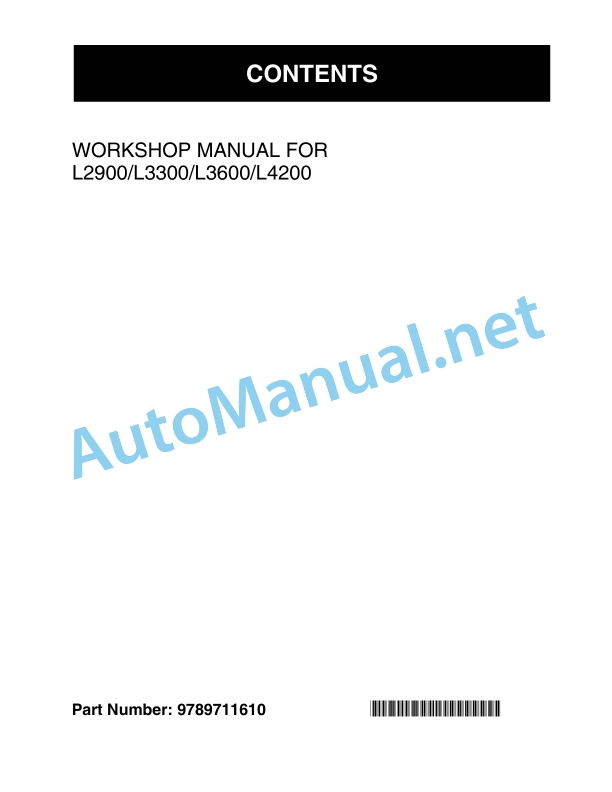 Kubota L2900 L3300 L3600 L4200 Tractor Workshop Manual PDF