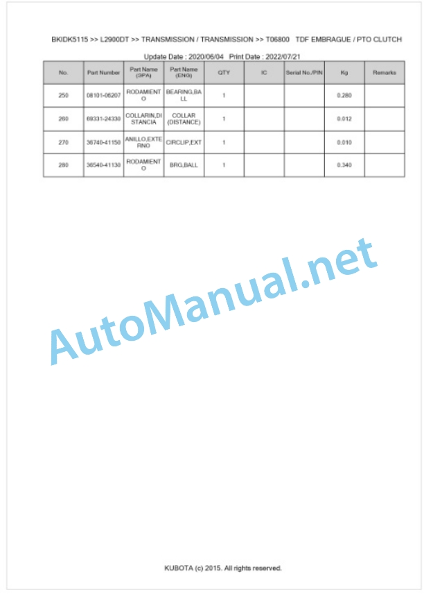 Kubota L2900DT Parts Manual PDF BKIDK5115 3 Kubota L2900DT Parts Manual PDF BKIDK5115-3
