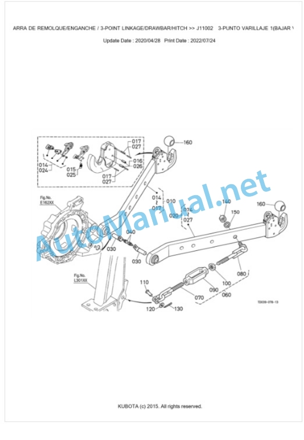 Kubota L3130DT, L3430DT, L3830DT Parts Manual PDF BKIDK0584-5