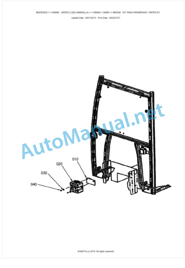 Kubota L3200 Series (MANSILLA) CABINE Parts Manual PDF BIKDE5003 3 Kubota L3200 Series (MANSILLA) CABINE Parts Manual PDF BIKDE5003-3