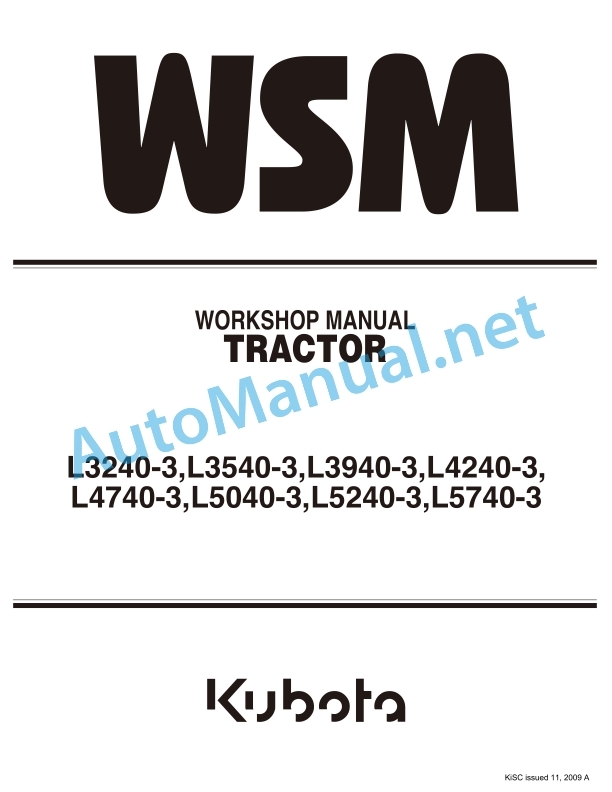 Kubota L3240-3, L3540-3, L3940-3, L4240 Workshop Manual PDF EN