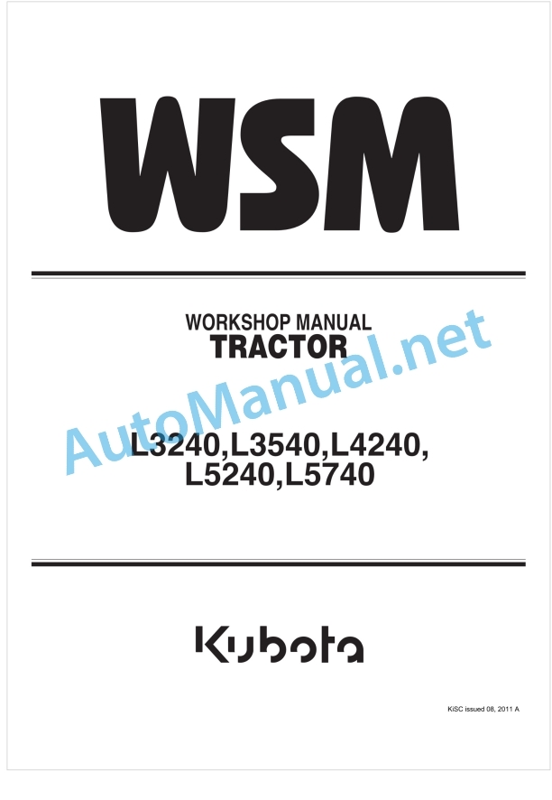 Kubota L3240, L3540, L4240, L5240, L5740 Tractor Workshop Manual PDF