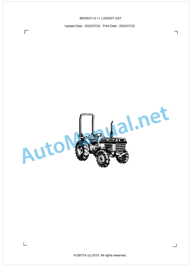Kubota L3250DT-GST Parts Manual PDF BKIDK0112 1 Kubota L3250DT-GST Parts Manual PDF BKIDK0112