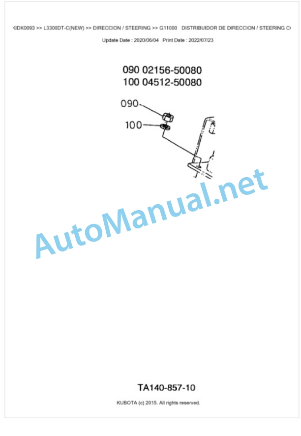 Kubota L3300DT-C Parts Manual PDF BKIDK0093 4 Kubota L3300DT-C Parts Manual PDF BKIDK0093-4