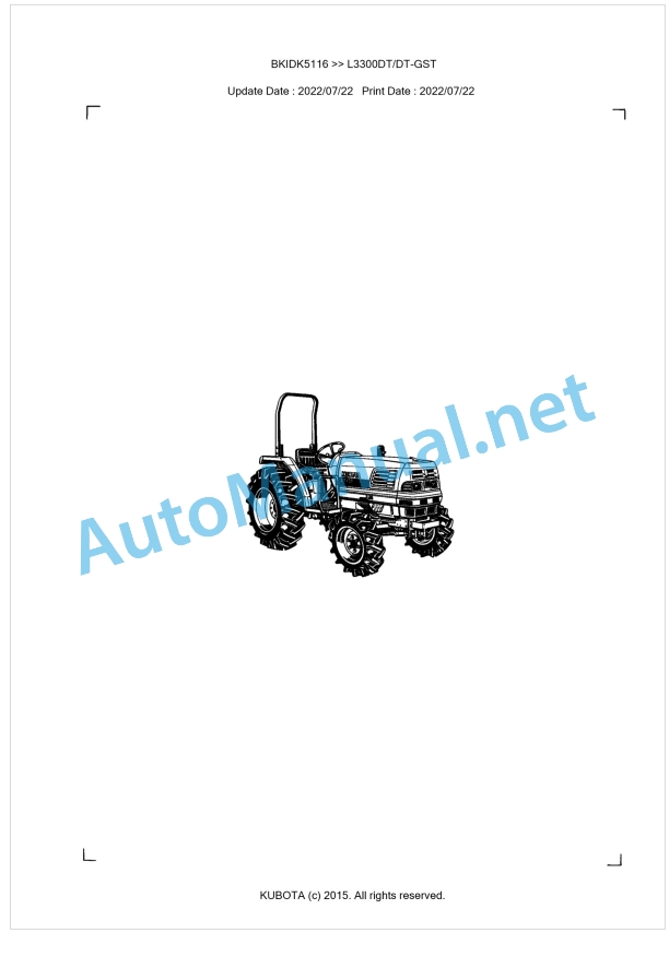 Kubota L3300DT, L3300DT-GST Parts Manual PDF BKIDK5116 1 Kubota L3300DT, L3300DT-GST Parts Manual PDF BKIDK5116