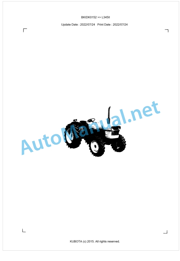 Kubota L345II Parts Manual PDF BKIDK0152 1 Kubota L345II Parts Manual PDF BKIDK0152