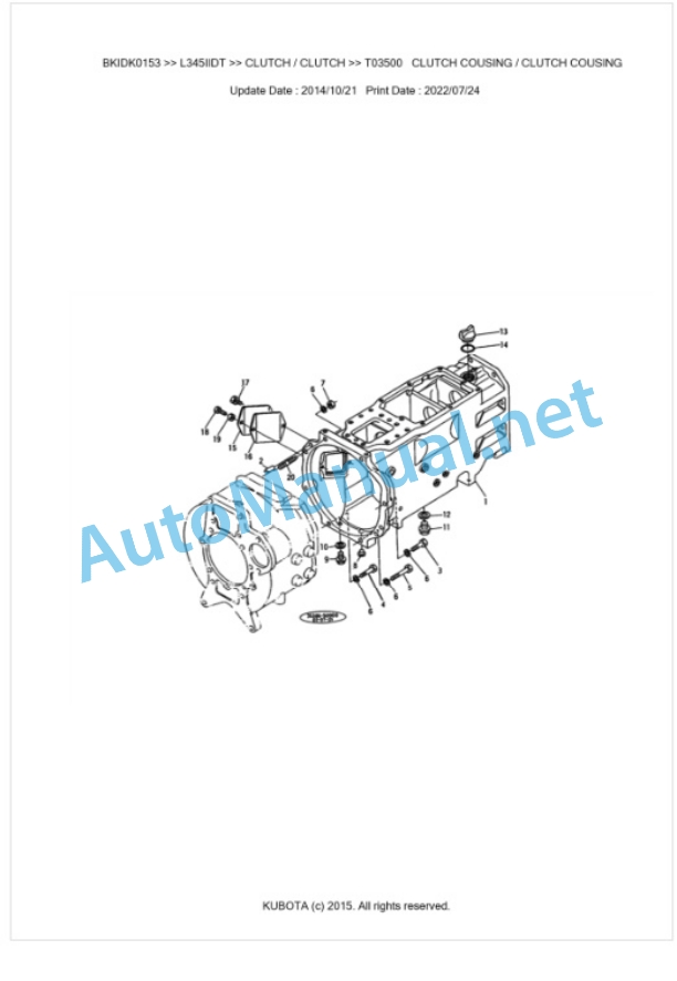 Kubota L345IIDT Parts Manual PDF BKIDK0153 3 Kubota L345IIDT Parts Manual PDF BKIDK0153-3